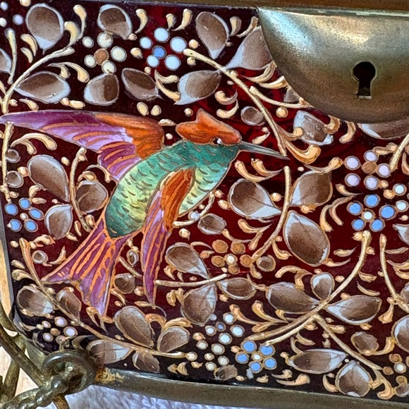 Rare Moser Vintage Antique 19 th century Bohemian Ornate enameled trinket box - Picture 9 of 14